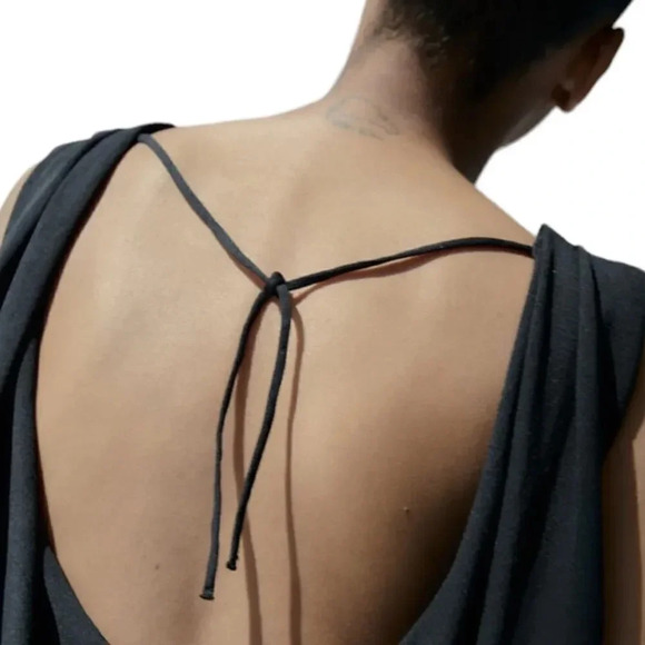 ZARA | Black | FLUID NECKLINE LONG KNIT DRESS - Picture 8 of 9